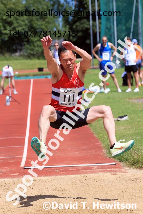 Mens long jump, 2024 NE Masters Track and Field Champs., Monkton Stadium, Jarrow.  Photo: David T. Hewitson/Sports for All Pics